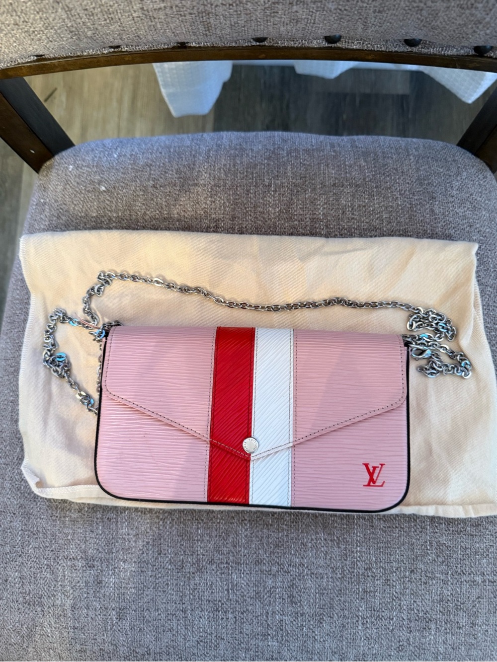 Louis Vuitton Pink, Red & White Epi Leather Chain Crossbody